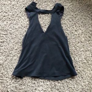 Collared navy blouse